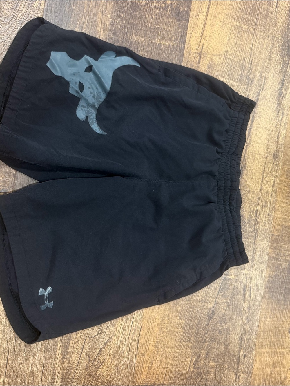 Under Armour boys Black Athletic Shorts with Skull Graphic